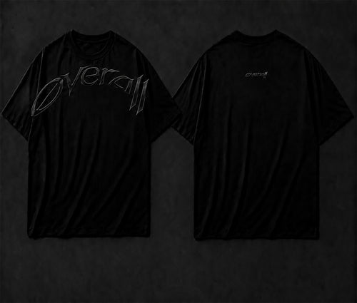 Overall Men’s Oversized Printed T-Shirt Black Crew Neck Short Sleeve Casual Streetwear
